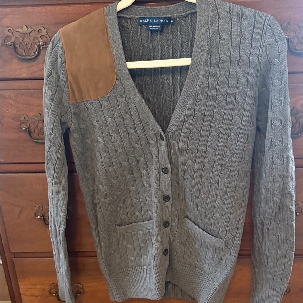 Ralph Lauren Grey/Green Cable Knit Cardigan